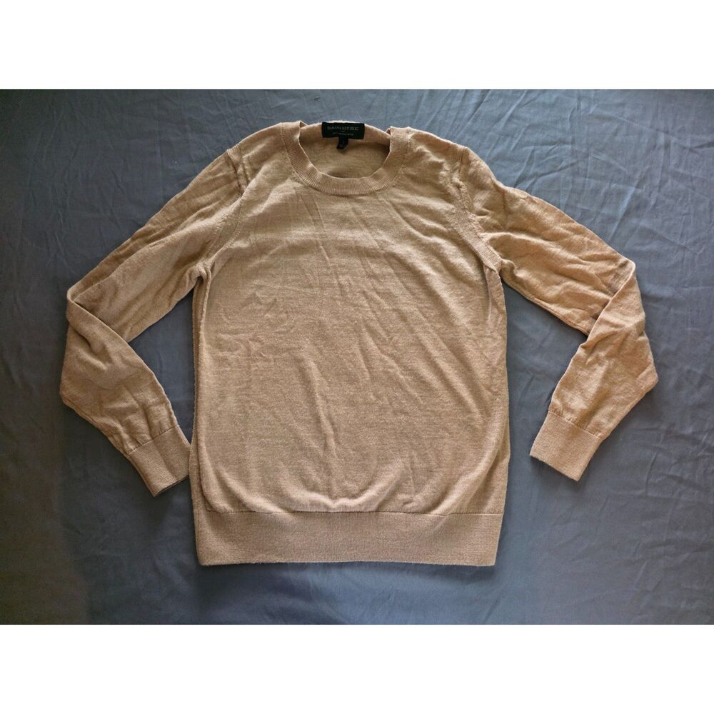 Banana Republic 100% Merino Wool Camel Tan Crew Neck Long Sleeve Sweater Small